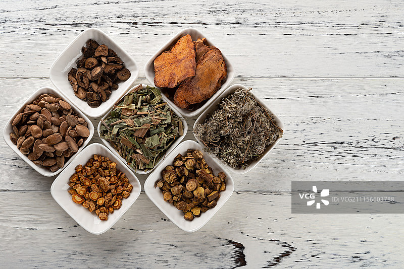 棚拍多种中药特写带留白图片素材