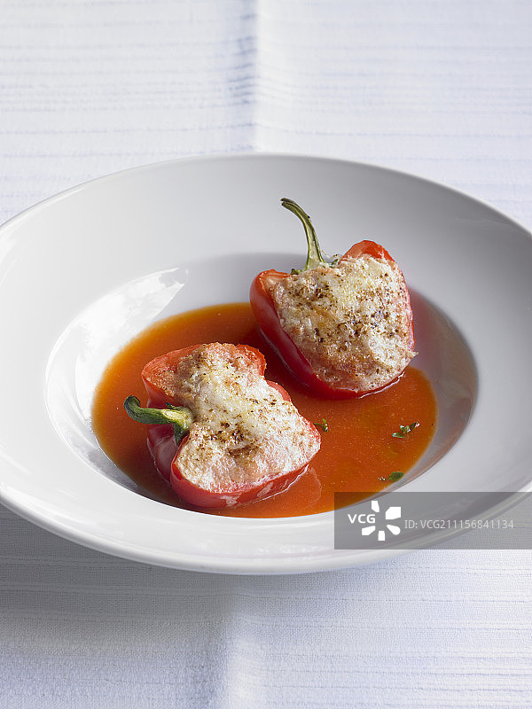 番茄酱玉米粥酿辣椒图片素材