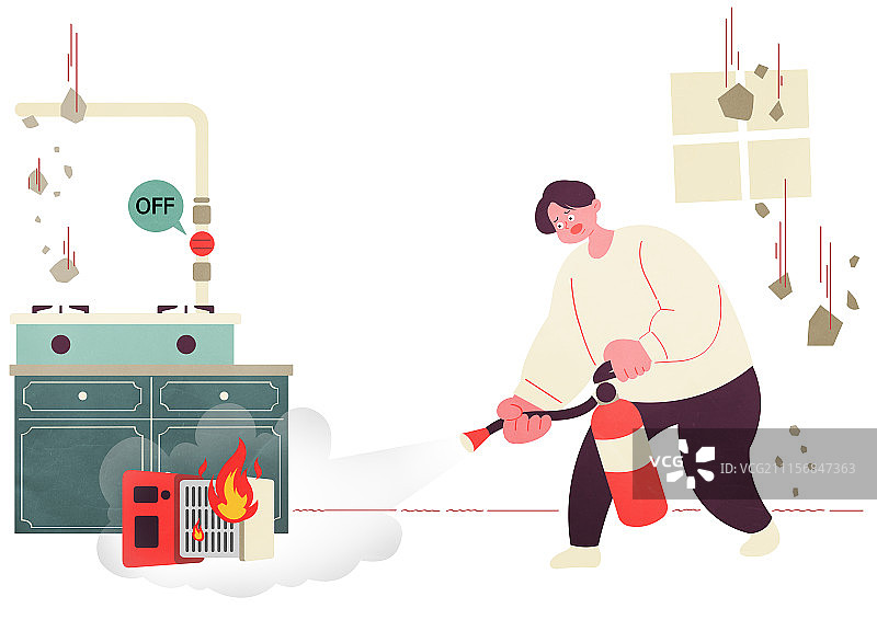 地震破坏及安全提示插画012图片素材