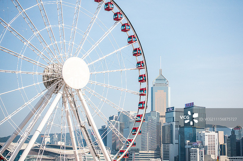香港维多利亚港中环摩天轮图片素材