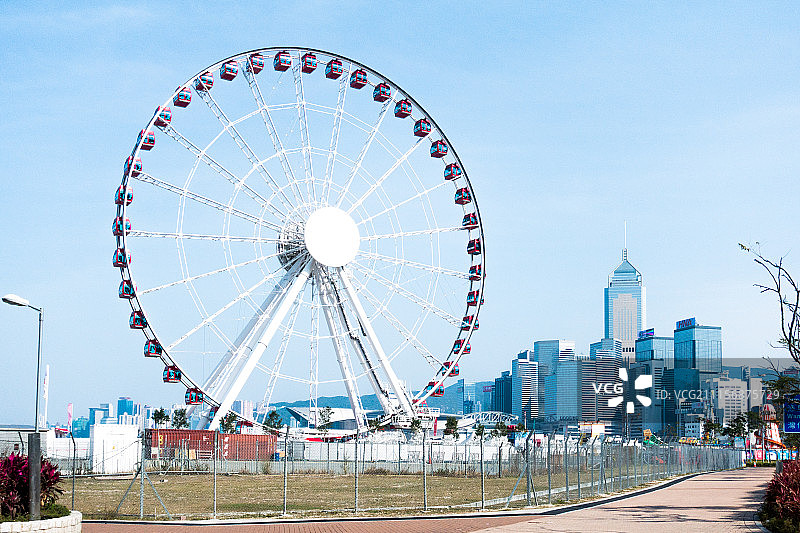 香港维多利亚港中环摩天轮图片素材