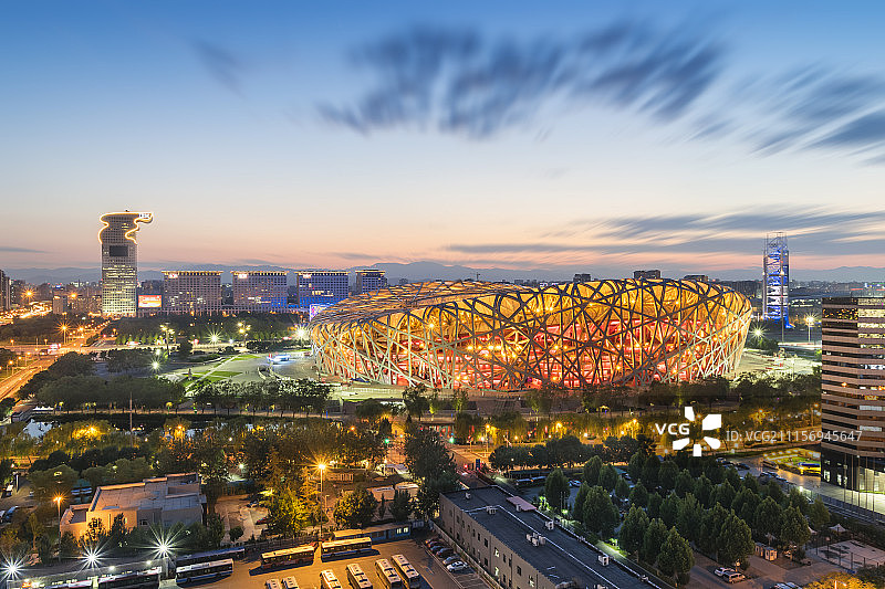 北京鸟巢夜景图片素材