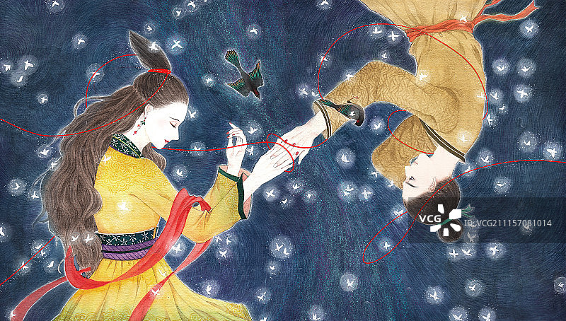 牛郎织女七夕相会图片素材