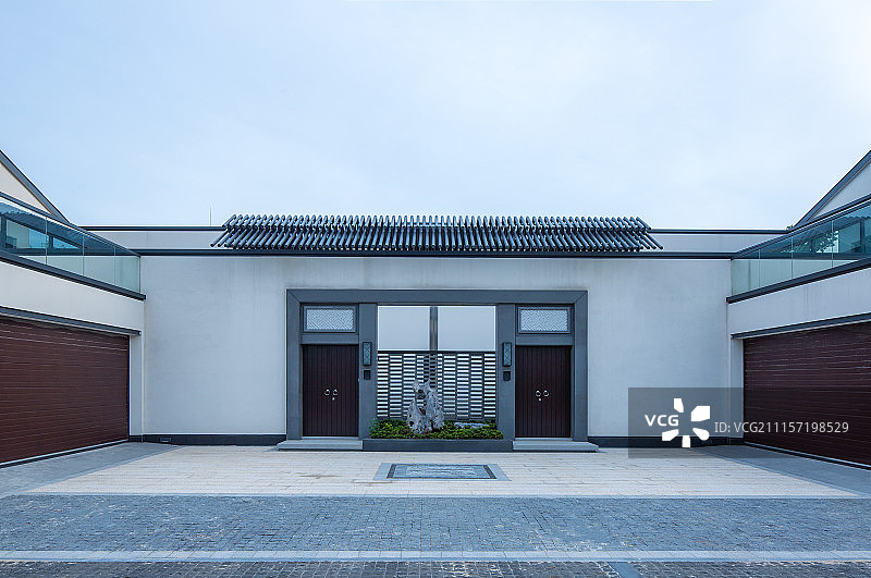现代中式别墅宅院大门图片素材