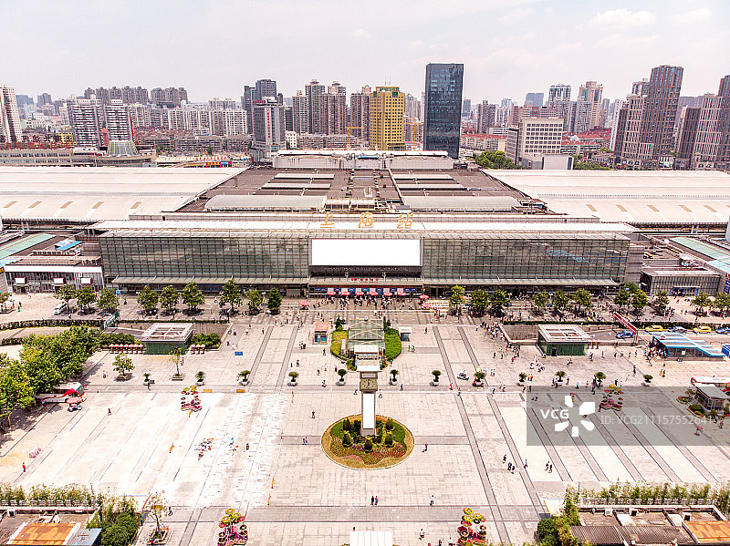 航拍上海火车站图片素材