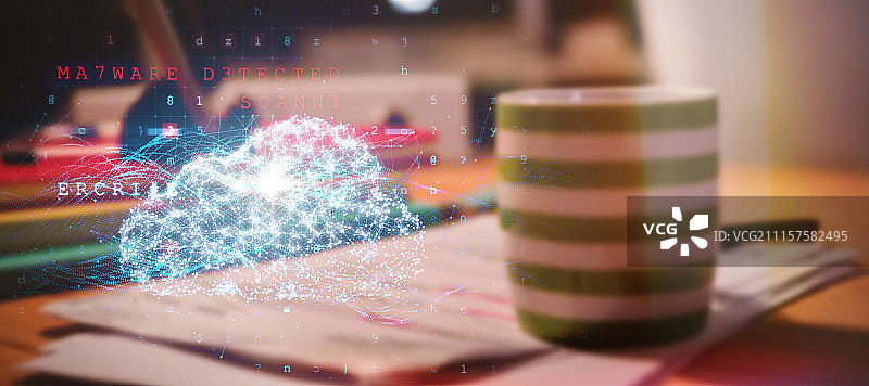 云和恶意软件在二进制背景上检测到的合成图像图片素材