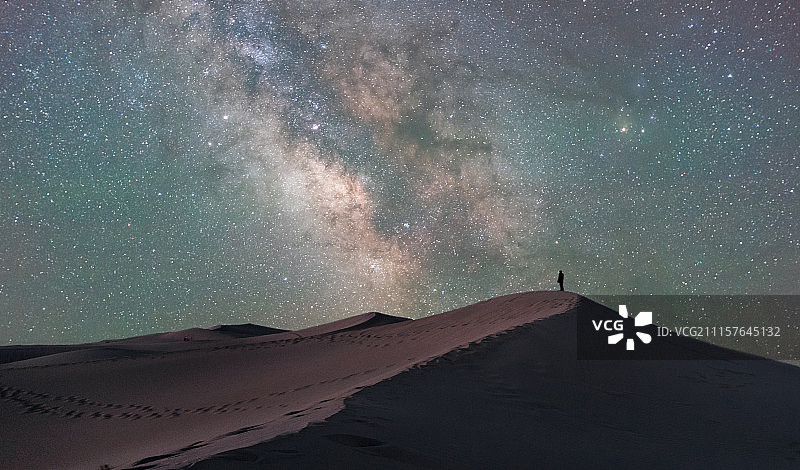 库布齐沙漠银河图片素材