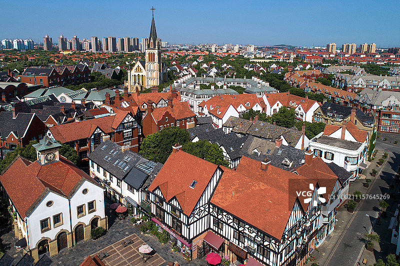 上海松江泰晤士小镇航拍图片素材