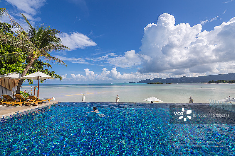 泰国苏梅岛度假酒店泳池图片素材