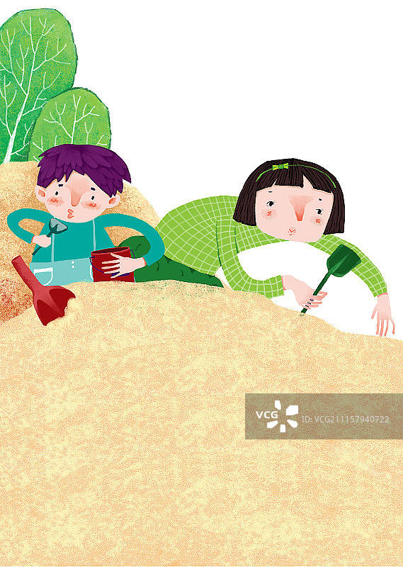背景分离人物系列组图共3000多幅-玩沙子的姐弟图片素材
