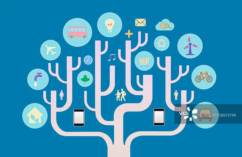 移动科技智慧树图片素材