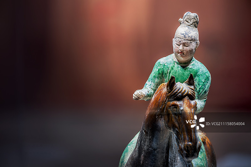 唐三彩骑兵俑 陕西历史博物馆收藏图片素材