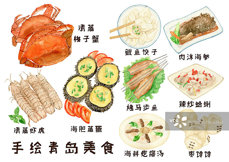 纸上的美食——青岛图片素材