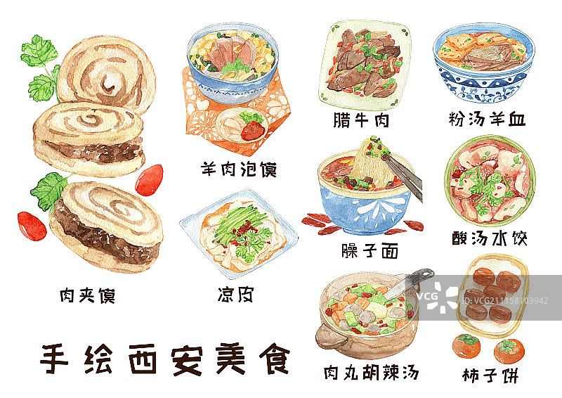 纸上的美食——西安图片素材