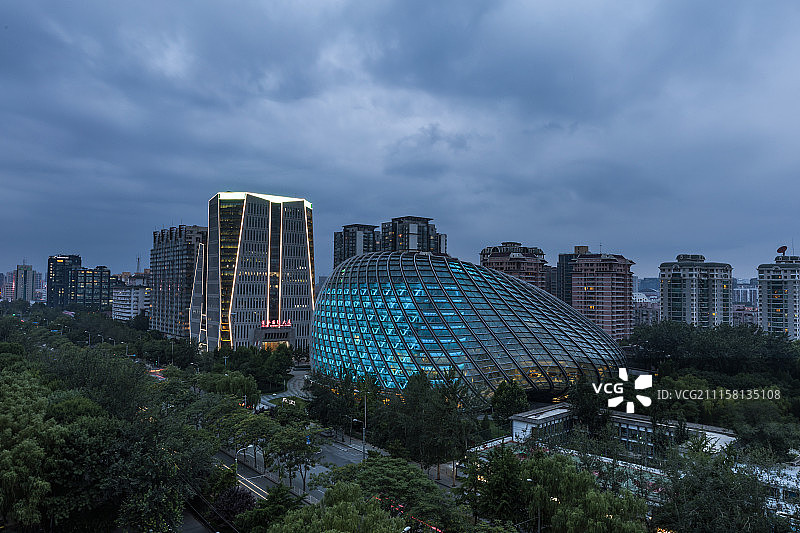 俯拍北京凤凰中心图片素材