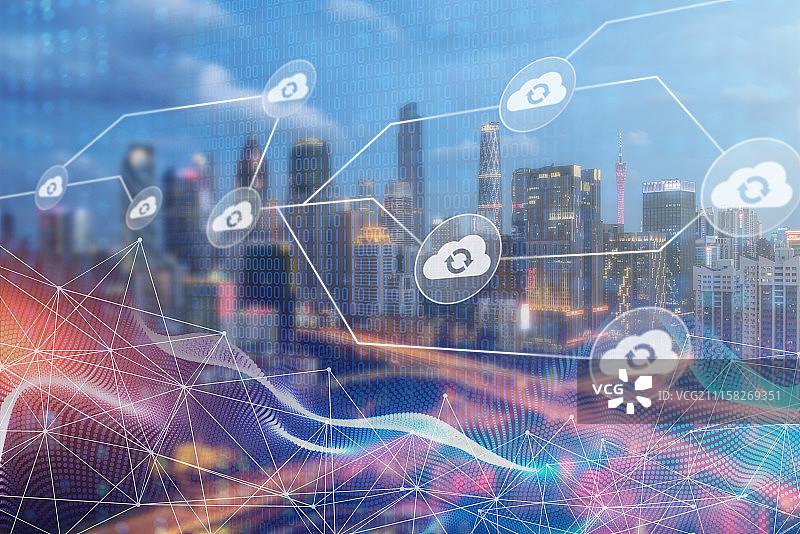 区块链云端服务城市背景图图片素材
