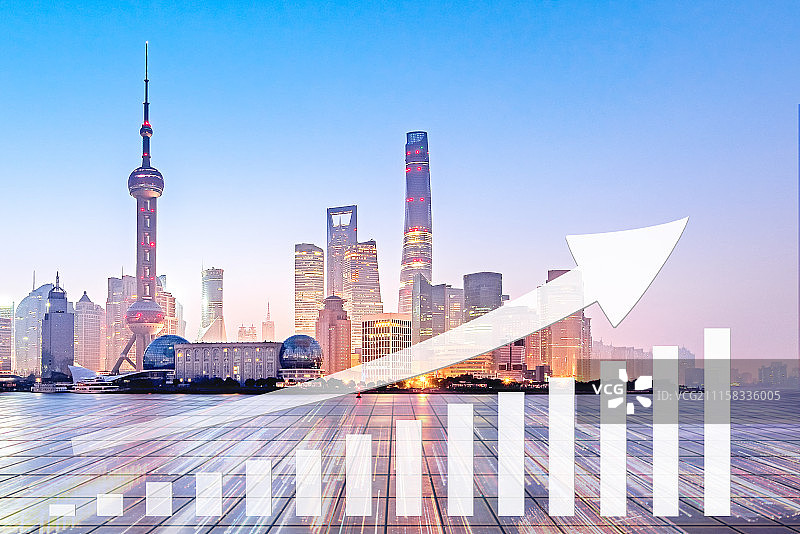 业绩增长的上海城市图片素材