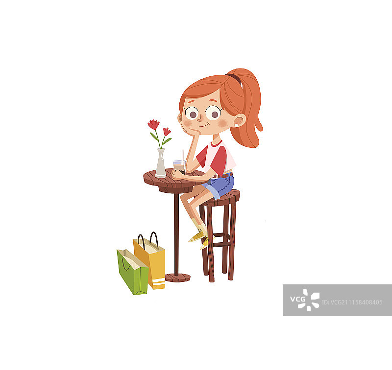 喝奶茶的女孩图片素材