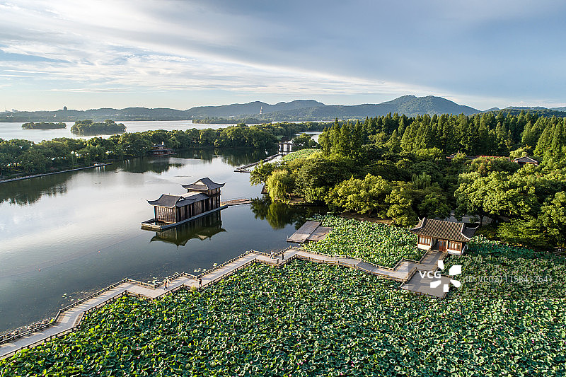 曲院风荷航拍图片素材