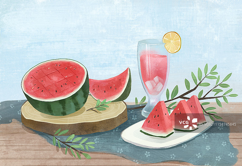 西瓜插画图片素材