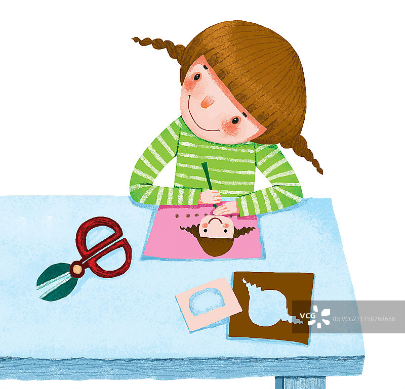 背景分离人物系列组图共3000多幅-做手工的女孩图片素材