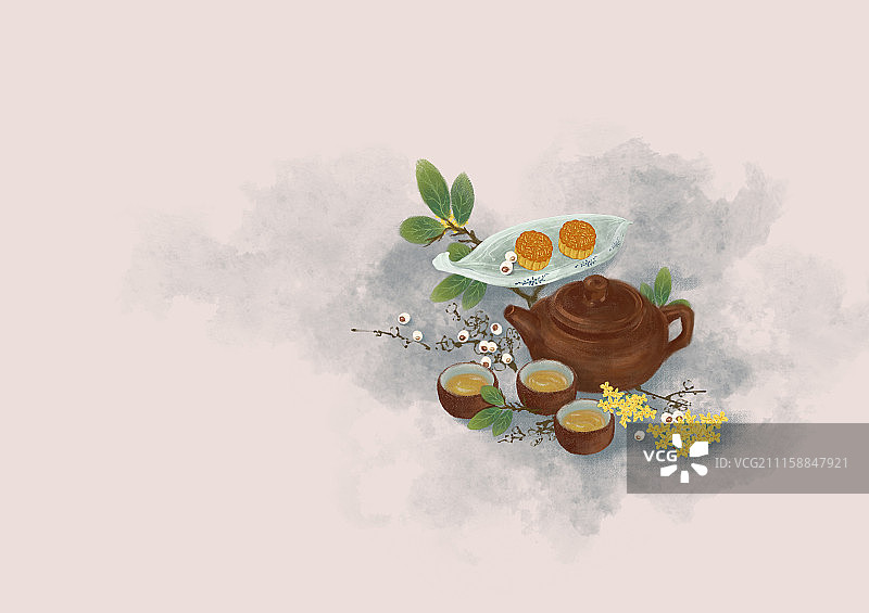 中秋品茶图片素材