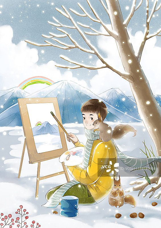 冬日写生图片素材