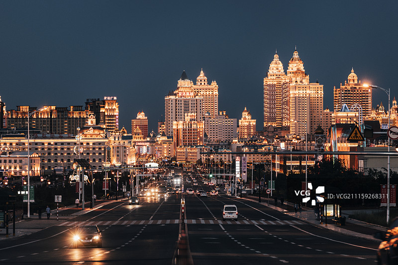 满洲里夜色图片素材