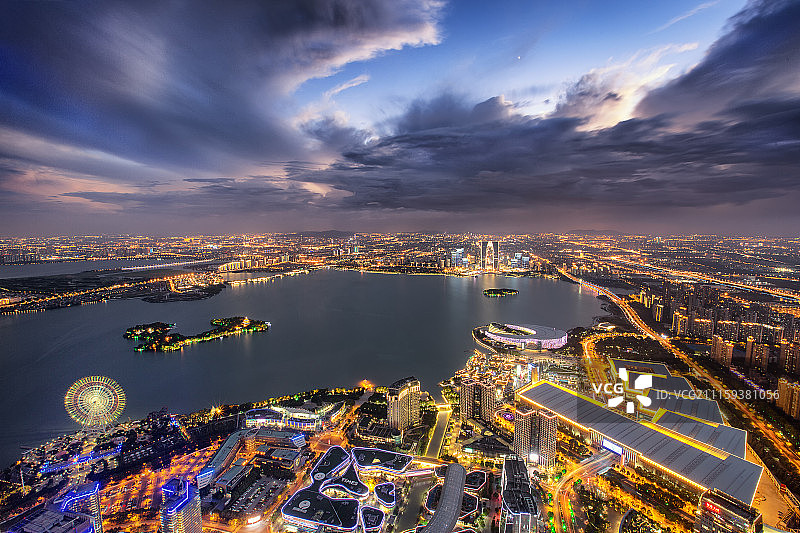 金鸡湖畔全景图片素材