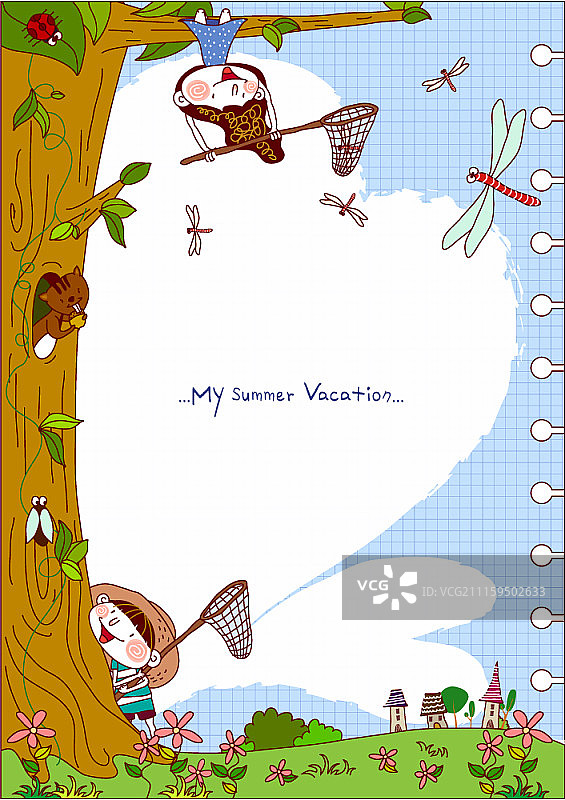 矢量插画：孩子们暑假图片素材