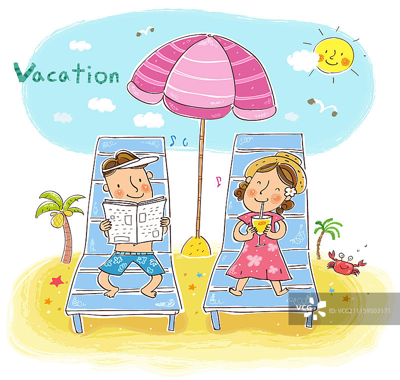 家庭夏季主题矢量插画图片素材