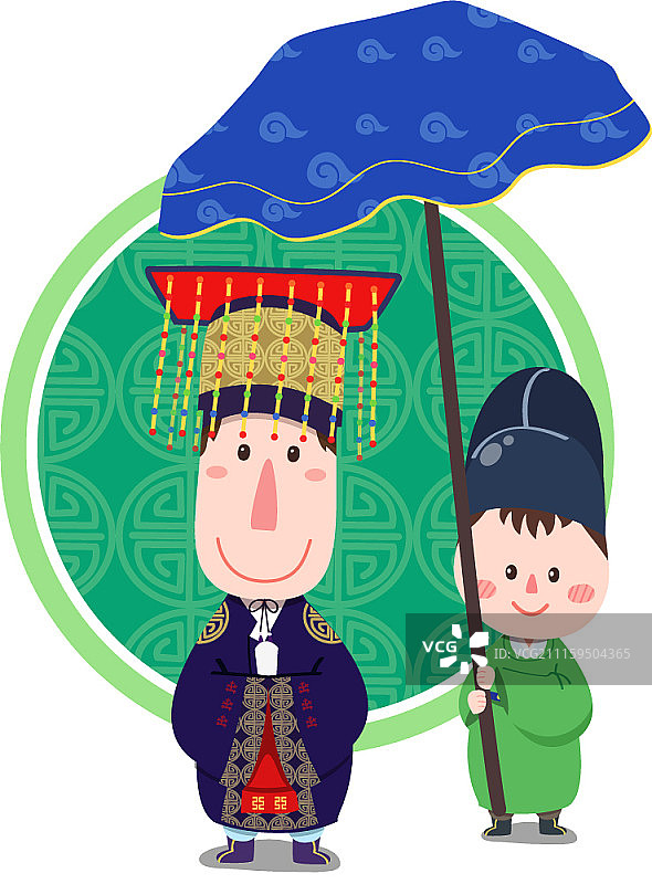 穿着传统服饰的韩国习俗人物矢量图图片素材