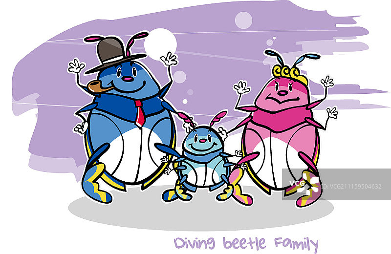 昆虫家庭矢量插画图片素材