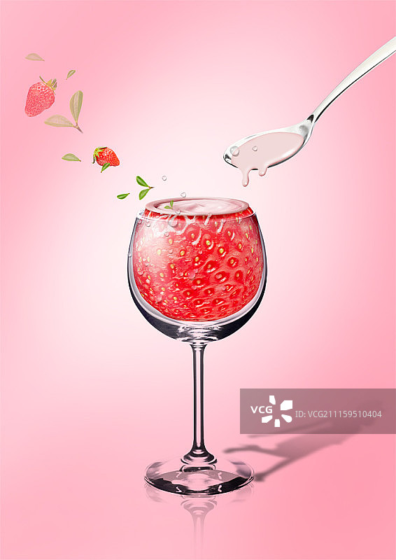 草莓汁合成图图片素材
