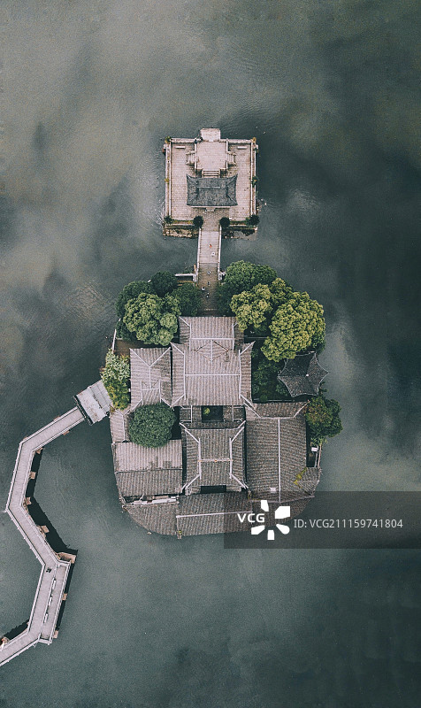 上帝视角看烟水亭图片素材