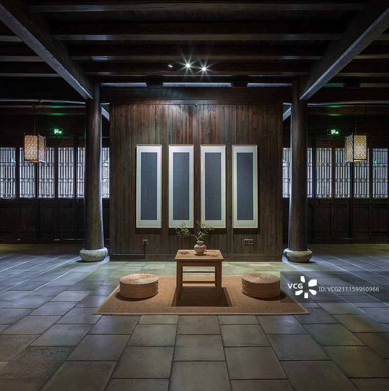 禅意装饰的室内空间图片素材