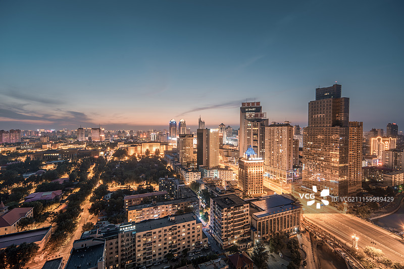 哈尔滨南岗区夜景图片素材