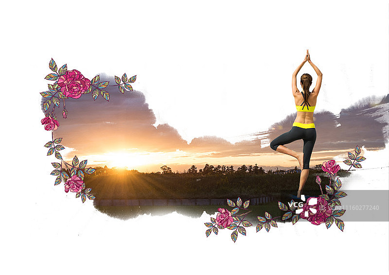 做瑜伽的女人合成图像图片素材