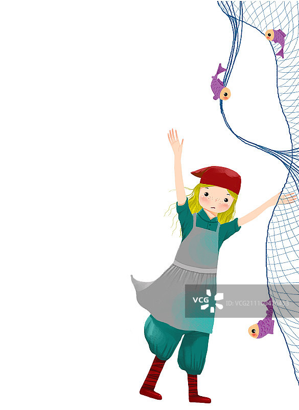 背景分离人物系列组图共3000多幅-女孩撒网图片素材