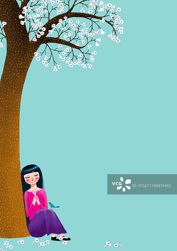 背景分离人物系列组图共3000多幅-又到泡桐花开时-女孩图片素材