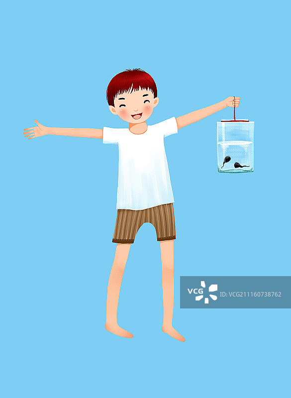 背景分离人物系列组图共3000多幅-提着鱼缸的男孩图片素材