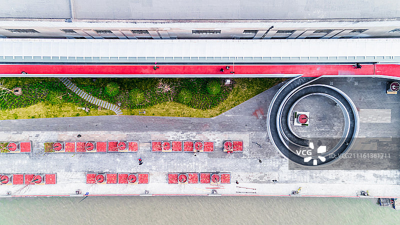 浦东滨江筒仓健身步道航拍图片素材