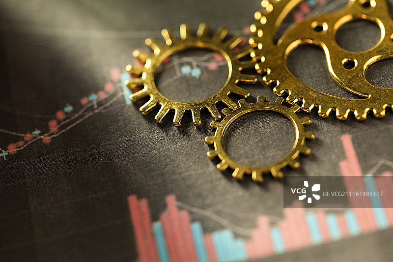 齿轮与金融分析图片素材