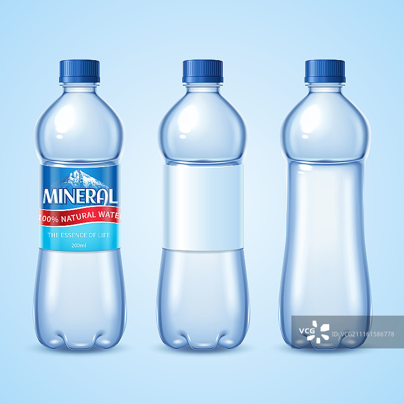 矿泉水外包装设计组合﹐蓝色背景图片素材