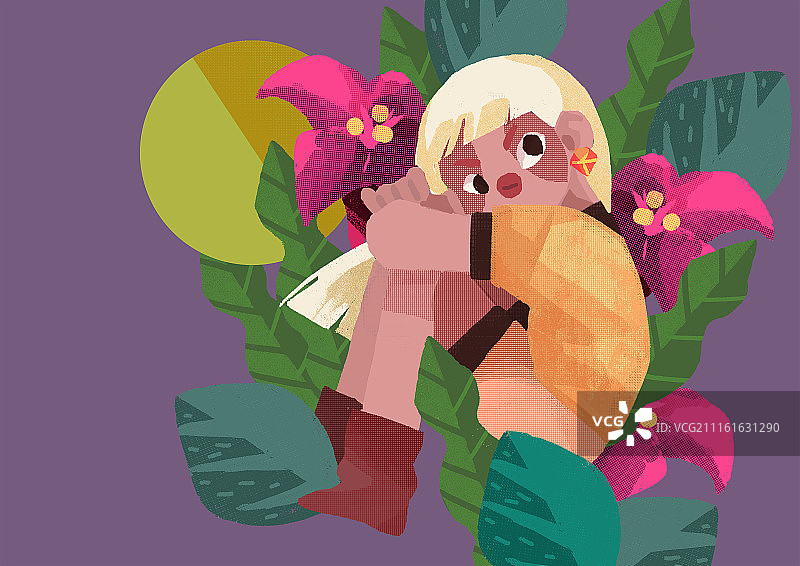 花叶女孩图片素材