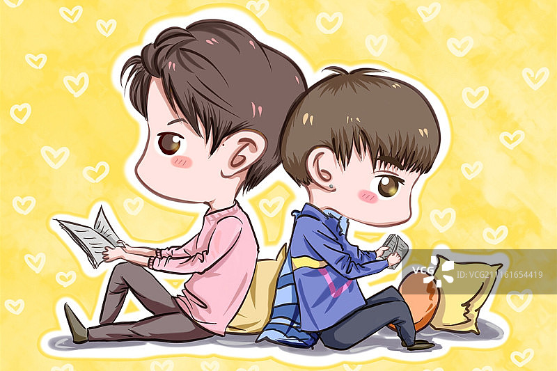 Two reading boys图片素材