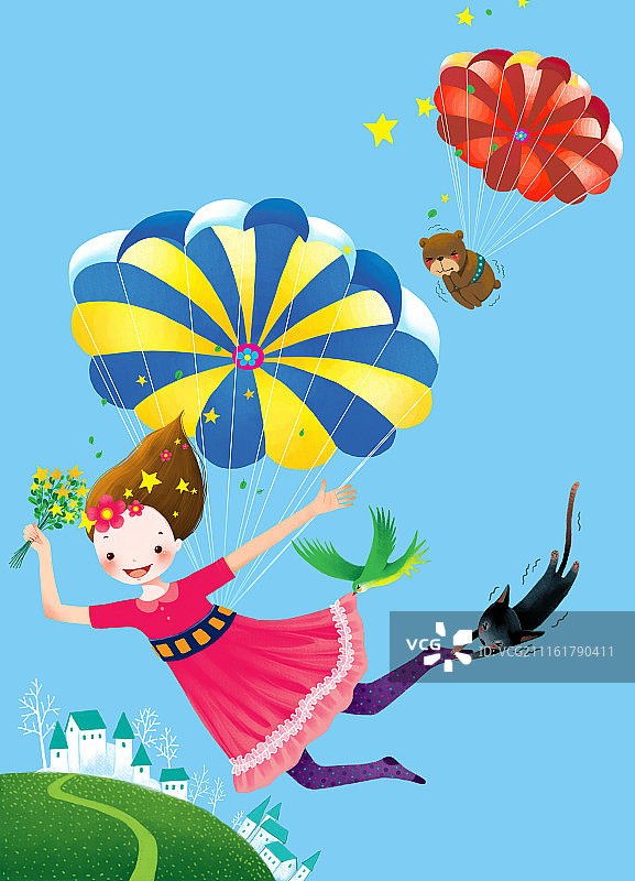 背景分离人物系列组图共3000多幅-跳伞的女孩图片素材