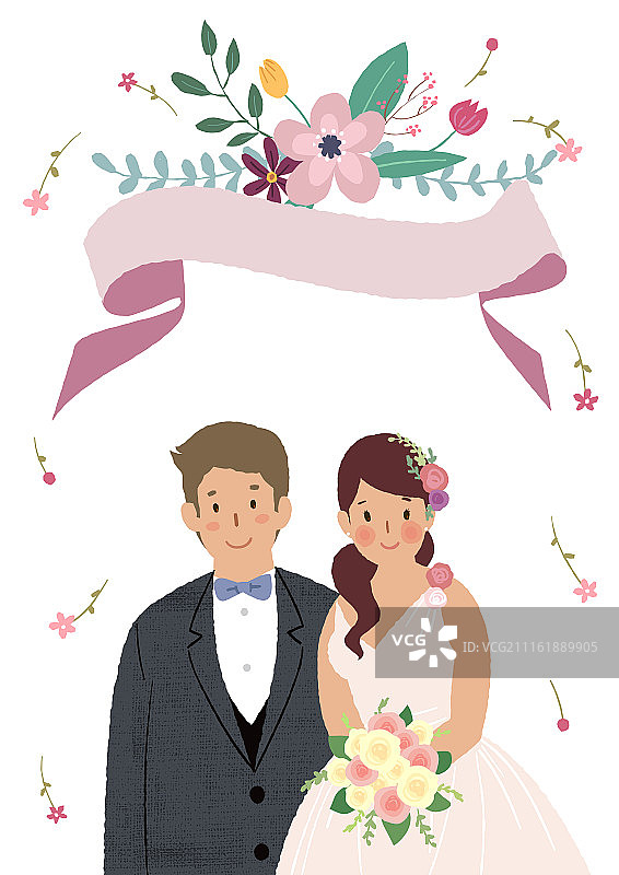 婚礼插画图片素材