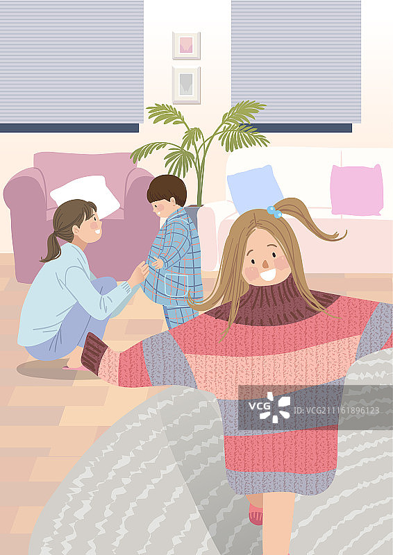 冬季生活方式暖和的衣服家庭毛衣图片素材