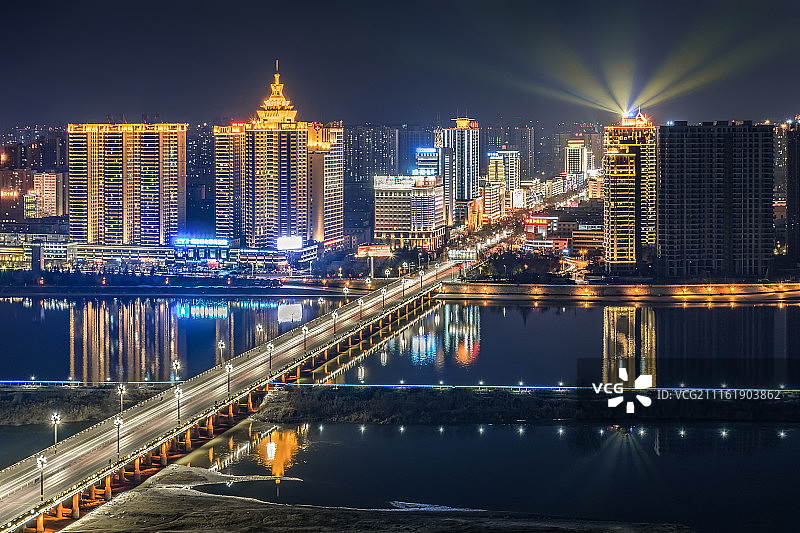 咸阳外滩.特写 （城市夜景）图片素材
